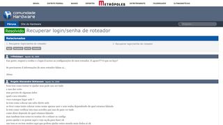 
                            12. Resolvido - Recuperar login/senha de roteador - Hardware.com.br
