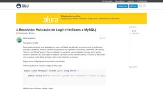 
                            1. Resolvido: Validação de Login (NetBeans x MySQL) - Java - GUJ