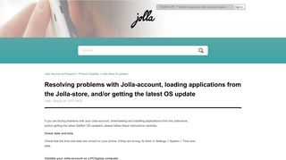 
                            4. Resolving problems with Jolla-account, loading applications from the ...