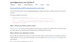 
                            2. Resolving Python SMTPAuthenticationError with Gmail | JoeQuery