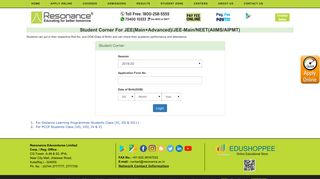 
                            2. Resonance Student Corner for JEE (Main+Advanced)