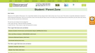 
                            11. Resonance: Student / Parent Zone