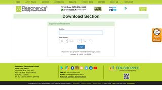
                            6. Resonance: Student Zone- Download section Login