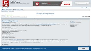 
                            1. Response: 421 Login Incorrect - FileZilla Forums