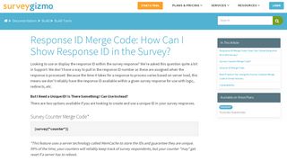 
                            2. Response ID Merge Code: How Can I Show Response ID ...