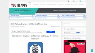 
                            11. RESS (Railway Employee Self Service) Mobile App - Youth Apps