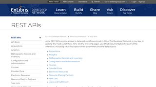 
                            13. REST APIs - Ex Libris Developer Network