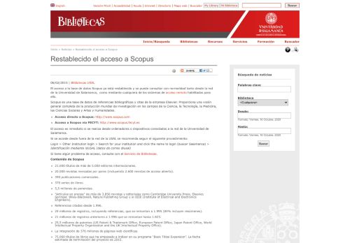 
                            12. Restablecido el acceso a Scopus | Bibliotecas Universidad de ...