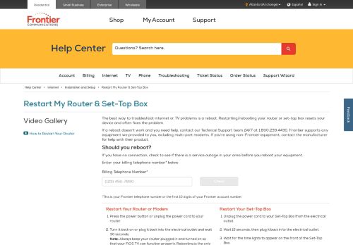 
                            12. Restart My Router & Set-Top Box - Frontier Communications