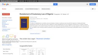 
                            8. Restatement of Customary Law of Nigeria: Paragraphs 1-67