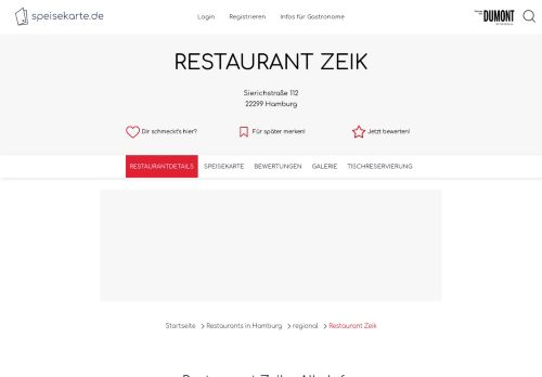 
                            12. Restaurant Zeik in Hamburg – speisekarte.de