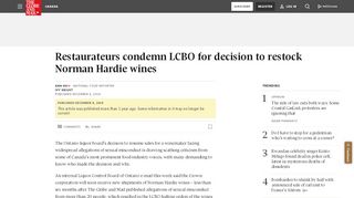 
                            10. Restaurateurs condemn LCBO for decision to restock Norman ...