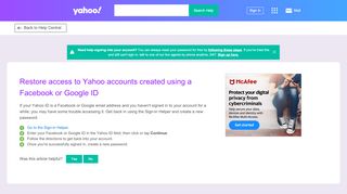 
                            8. Restore access to Yahoo accounts created using a ...