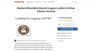 
                            8. Restore Brandeis Alumni Legacy Latte & Online Library ... - Change.org