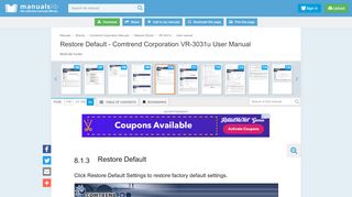 
                            13. Restore Default - Comtrend Corporation VR-3031u User Manual ...