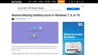 
                            8. Restore Missing Desktop Icons in Windows 7, 8, or 10 - How-To Geek