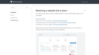 
                            5. Restoring a website that is down - WP Time Capsule