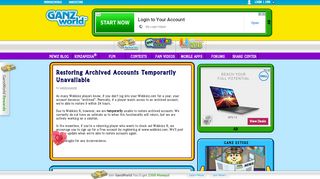
                            3. Restoring Archived Accounts Temporarily Unavailable - Webkinz Newz
