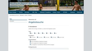 
                            11. Restplätze / Free Capacities Erlangen - Hochschulsport der FAU