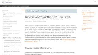 
                            5. Restrict Data Access with User Filters and Row Level Security - Tableau