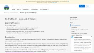 
                            8. Restrict Login Hours and IP Ranges Unit | Salesforce Trailhead