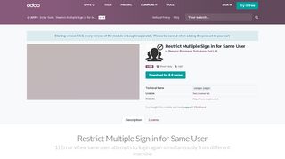 
                            13. Restrict Multiple Sign in for Same User | Odoo Apps