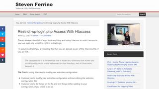 
                            2. Restrict wp-login.php Access With Htaccess - Steven Ferrino