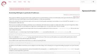 
                            5. Restricting SSH logins to particular IP addresses - Debian Administration