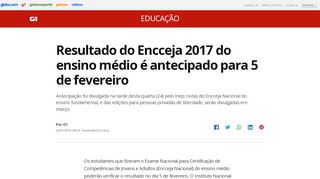 
                            12. Resultado do Encceja 2017 do ensino médio é antecipado para 5 ...