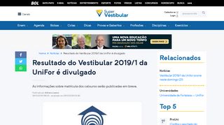 
                            8. Resultado do Vestibular 2019/1 da UniFor é divulgado