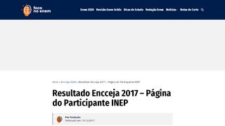 
                            8. Resultado Encceja 2017 – Página do Participante INEP