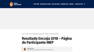 
                            8. Resultado Encceja 2018 - Página do Participante INEP - Acesse!