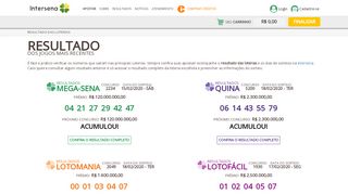 
                            11. Resultado Loterias: Saiba o Resultado dos Últimos ... - Intersena