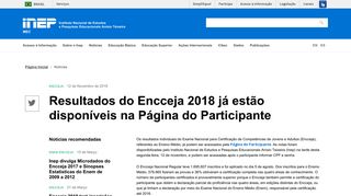 
                            6. Resultados do Encceja 2018 já estão disponíveis na Página ... - Inep