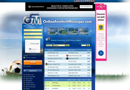 
                            7. Results at Online Football Manager