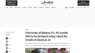 
                            9. Results of the University of Madras UG and PG courses expected ...