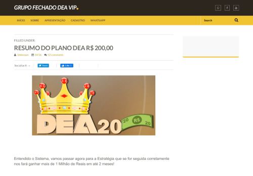 
                            5. RESUMO DO PLANO DEA R$ 200,00 ~ GRUPO FECHADO DEA VIP