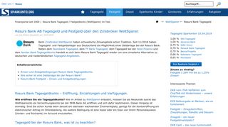 
                            9. Resurs Bank AB Tagesgeld und Festgeld über den Zinsbroker ...