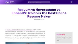 
                            3. Resyum vs Novoresume vs EnhanCV: Best Online CV Maker?