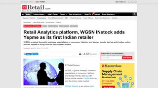 
                            10. Retail Analytics platform, WGSN INstock adds Yepme as its first ...