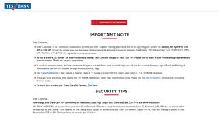 
                            13. Retail Disclaimer - Important Note for Retail Net banking - YES BANK