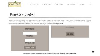 
                            7. Retailer Login | CANIDAE®