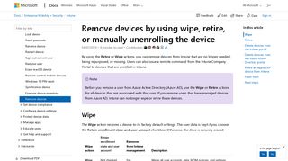 
                            7. Retire or wipe devices using Microsoft Intune - Azure | Microsoft Docs