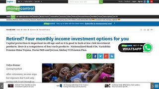 
                            12. Retired? Four monthly income investment options for you - Moneycontrol