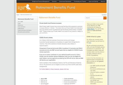 
                            1. Retirement Benefits Fund - Department of Treasury and Finance