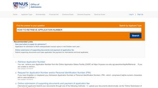 
                            4. Retrieve Application Number - Find Answers - NUS