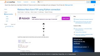 
                            7. Retrieve file/s from FTP using Python connection - Stack Overflow
