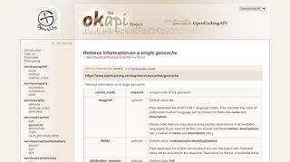 
                            8. Retrieve information on a single geocache - OKAPI Reference