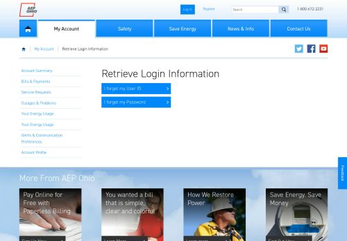 
                            4. Retrieve Login Information - AEP Ohio