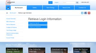 
                            8. Retrieve Login Information - Appalachian Power